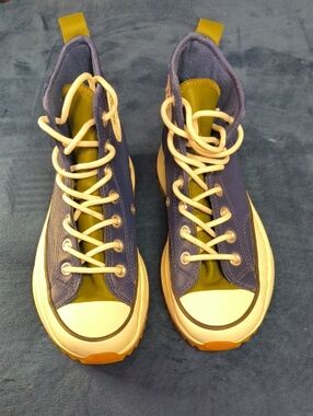Converse Navy and Olive Green Platform High-Top Sneakers